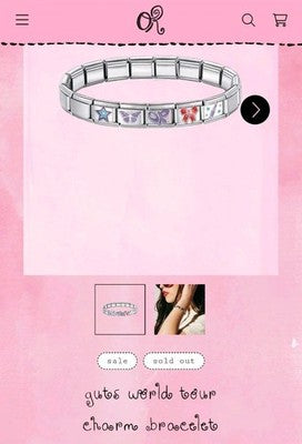 SOLD OUT! Olivia Rodrigo Italian Charm Bracelet OBSESSED & GUTS CHARM TOUR Merch