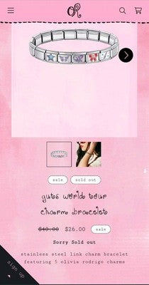 SOLD OUT! Olivia Rodrigo Italian Charm Bracelet OBSESSED & GUTS CHARM TOUR Merch
