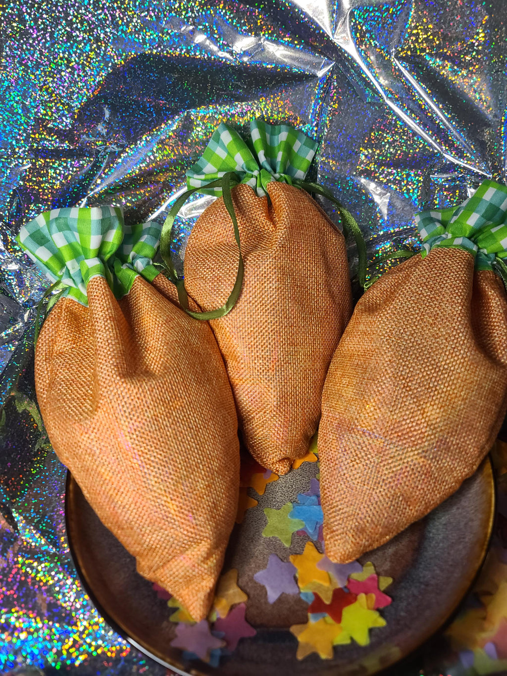 Handcrafted Carrot Shaped Easter Bags - Unique 1 of a Kind Gifts Inside!