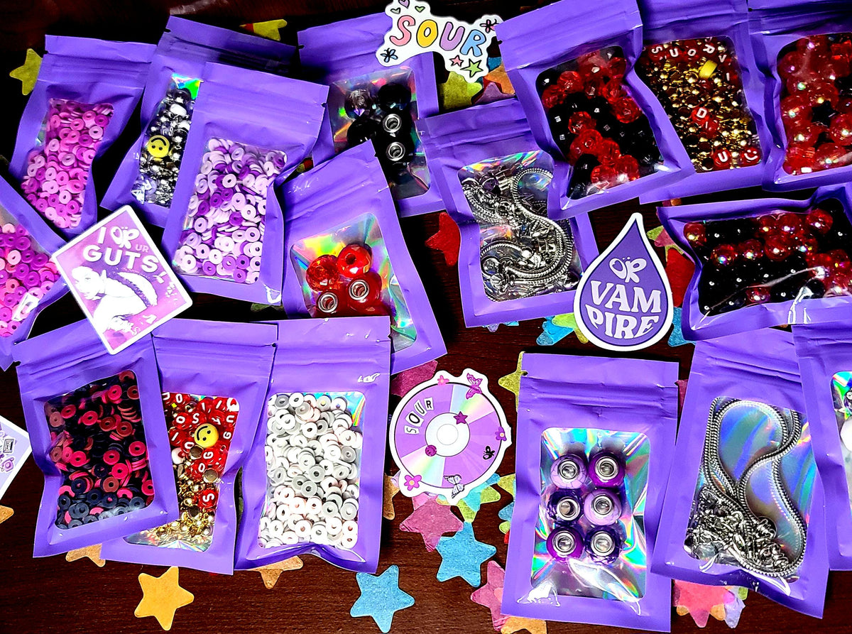 Olivia Rodrigo DIY Jewelry Kit GUTS SOUR Merch Vampire Aesthetic Butterfly Star Charm Acrylic Bubble Heishi European Bracelet Fan Gift