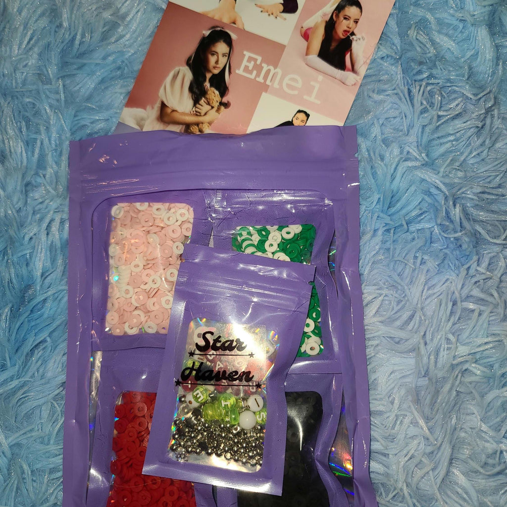 Emei DIY Jewelry Kit Rabbithole Cynical Merch Scatterbrain Alt Pop Aesthetic Neon Acrylic Bubble Heishi European Charm Bracelet Kit Gift