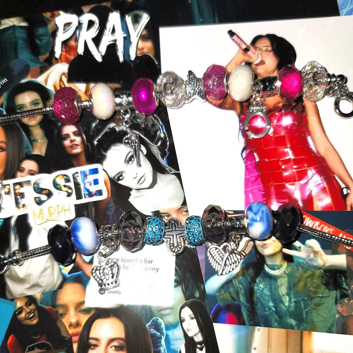 Jessie Murph DIY Jewelry Kit Sex Hysteria Merch Wild Ones Pray Country Trap Aesthetic Pistol Handcuff Charm Bubble Heishi European Bracelet
