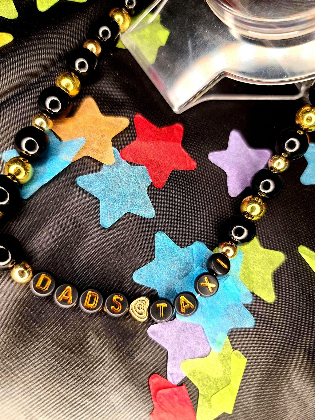Star TRAVELING DAD Keychain Series | "Dad" or "Dads Taxi" | Personalized Beaded Key Fob | XL for bigger wrists/hands | Father's Day Keychain