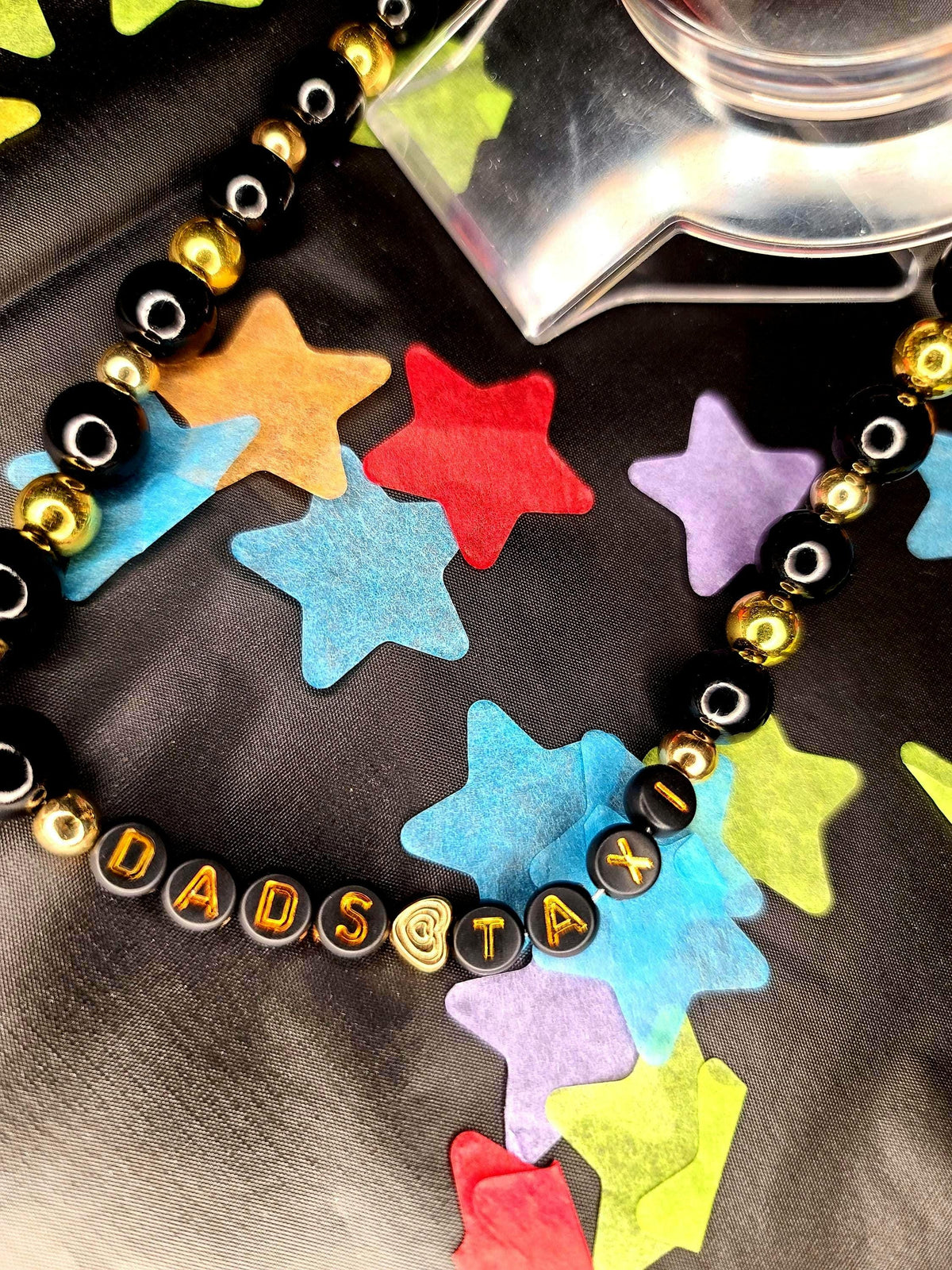 Star TRAVELING DAD Keychain Series | "Dad" or "Dads Taxi" | Personalized Beaded Key Fob | XL for bigger wrists/hands | Father's Day Keychain