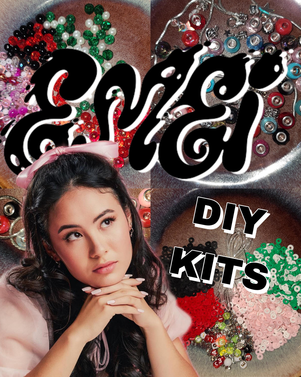 Emei DIY Jewelry Kit Rabbithole Cynical Merch Scatterbrain Alt Pop Aesthetic Neon Acrylic Bubble Heishi European Charm Bracelet Kit Gift