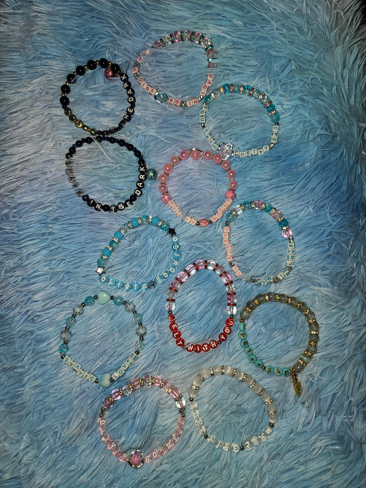 Olivia Rodrigo Beaded Bracelets - Sticky Sweet & Drop Dead Collection - You Seem Pretty Sad for a Girl So in Love Lyric Jewelry - Fan Merch