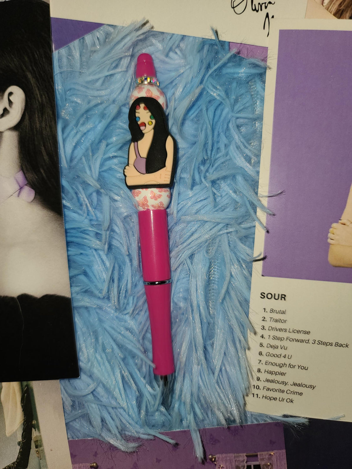 Handmade Olivia Rodrigo Beaded Pens | Custom GUTS Butterfly & SOUR Eras | Fan Merch Stationery | Hand Painted Beads | Star Haven Shop Gift