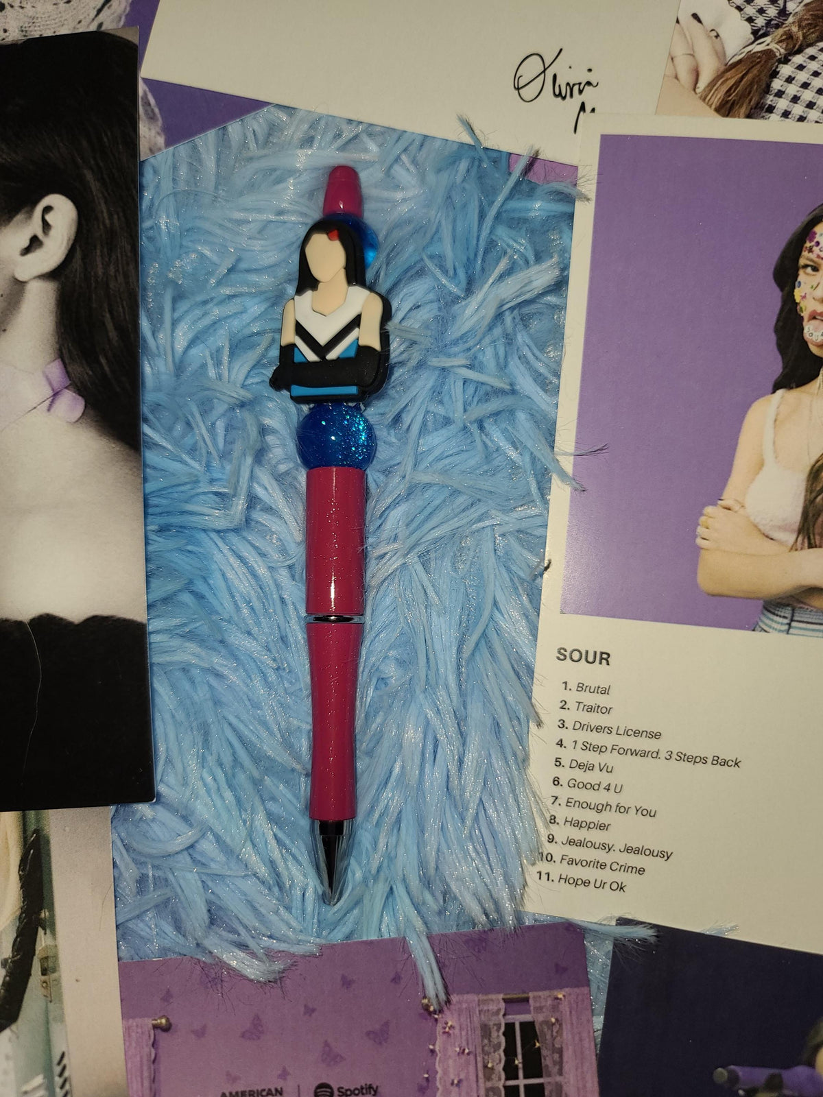 Handmade Olivia Rodrigo Beaded Pens | Custom GUTS Butterfly & SOUR Eras | Fan Merch Stationery | Hand Painted Beads | Star Haven Shop Gift