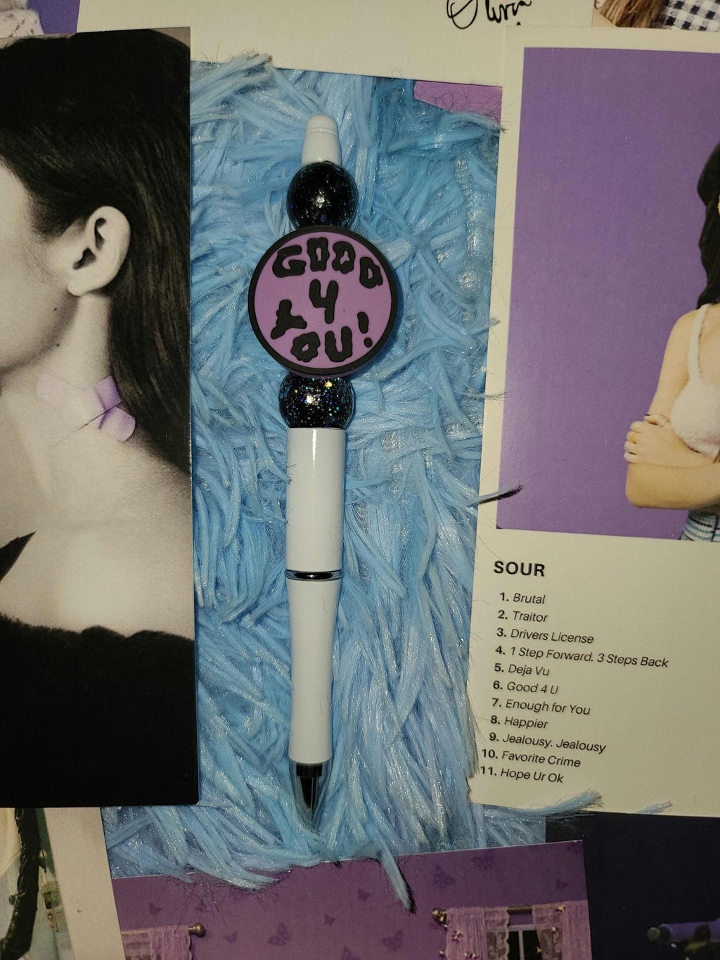 Handmade Olivia Rodrigo Beaded Pens | Custom GUTS Butterfly & SOUR Eras | Fan Merch Stationery | Hand Painted Beads | Star Haven Shop Gift