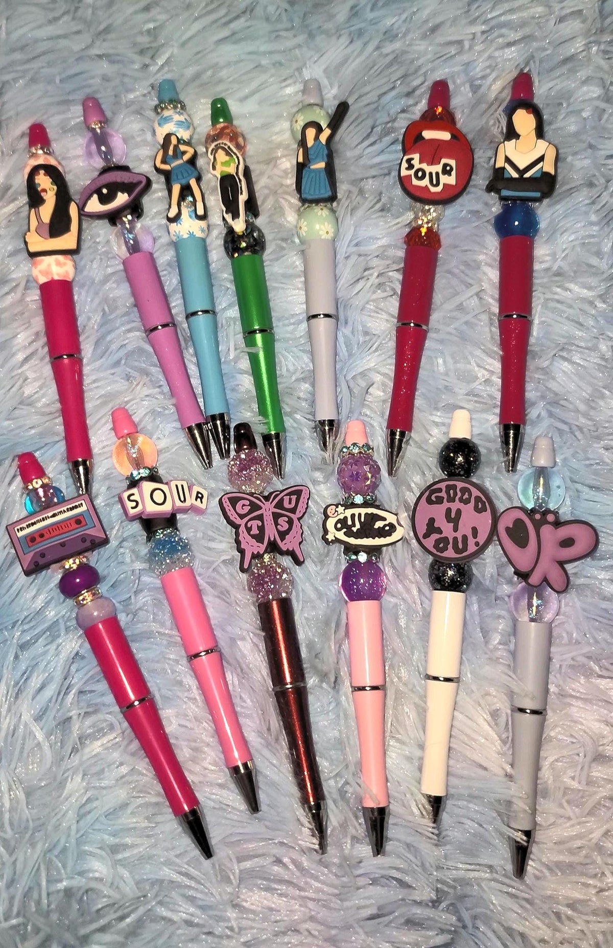 Handmade Olivia Rodrigo Beaded Pens | Custom GUTS Butterfly & SOUR Eras | Fan Merch Stationery | Hand Painted Beads | Star Haven Shop Gift