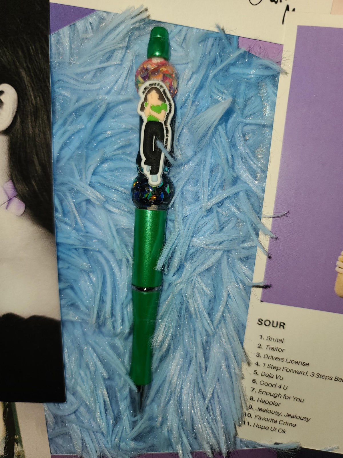 Handmade Olivia Rodrigo Beaded Pens | Custom GUTS Butterfly & SOUR Eras | Fan Merch Stationery | Hand Painted Beads | Star Haven Shop Gift