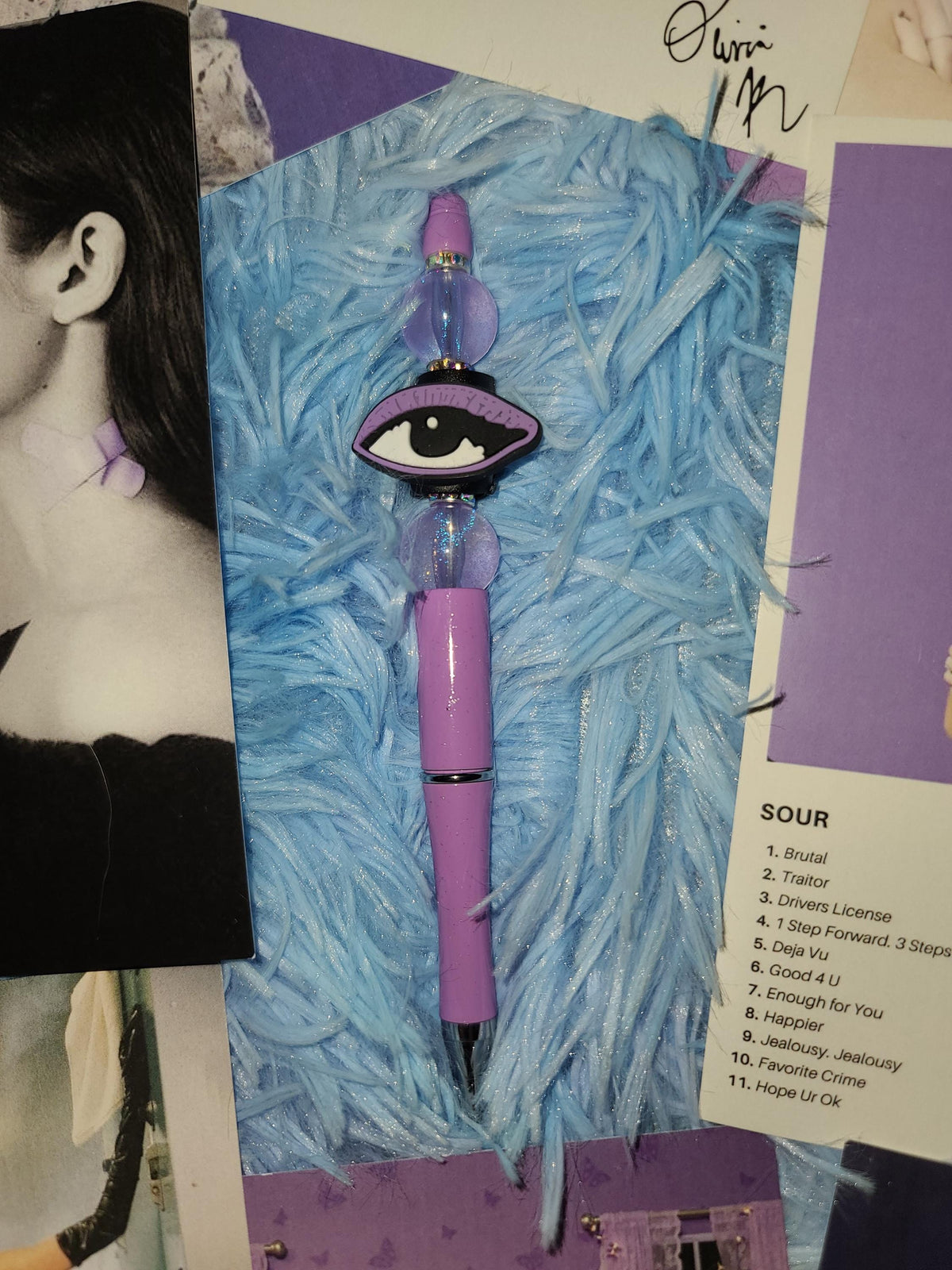 Handmade Olivia Rodrigo Beaded Pens | Custom GUTS Butterfly & SOUR Eras | Fan Merch Stationery | Hand Painted Beads | Star Haven Shop Gift