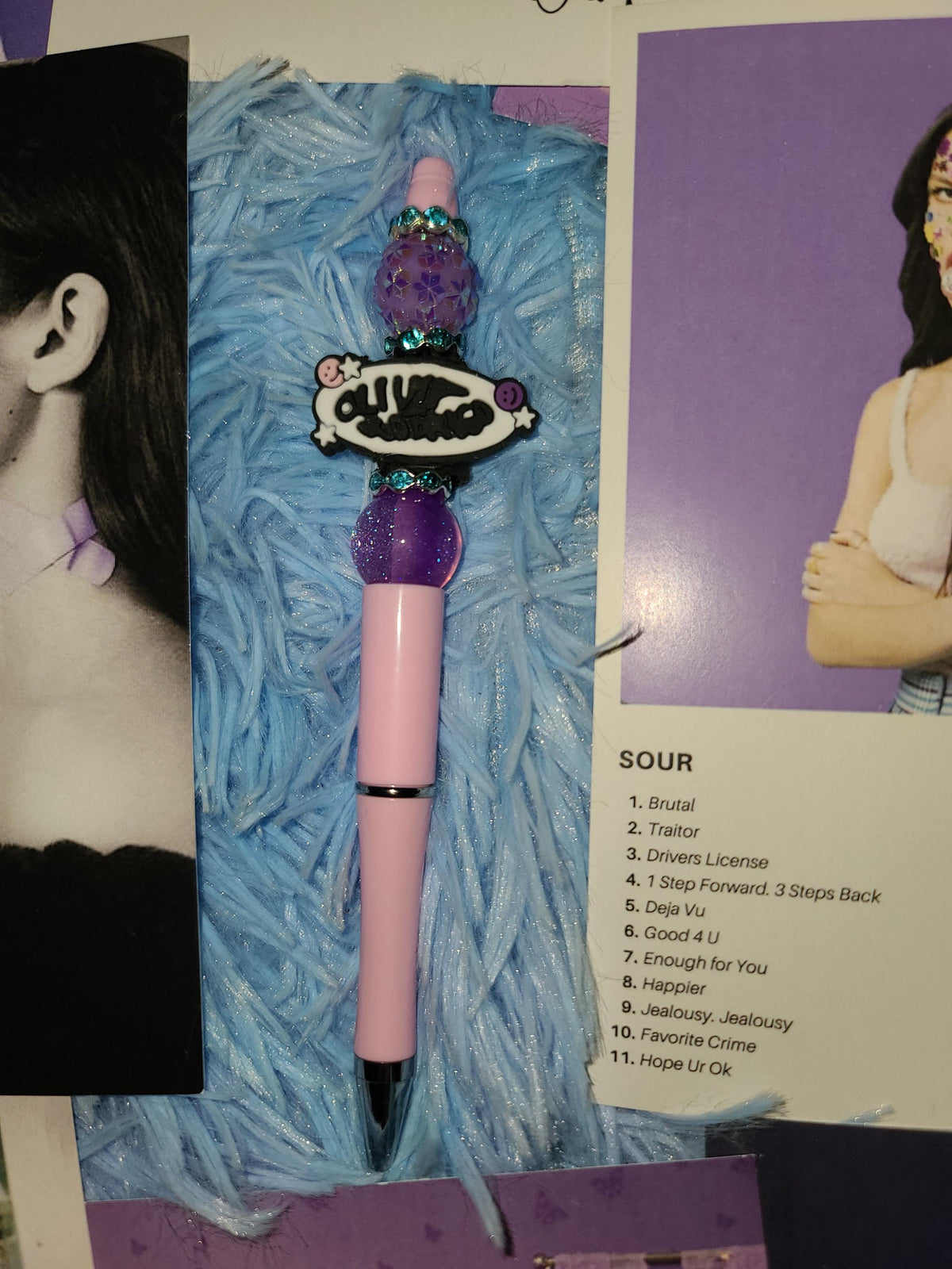 Handmade Olivia Rodrigo Beaded Pens | Custom GUTS Butterfly & SOUR Eras | Fan Merch Stationery | Hand Painted Beads | Star Haven Shop Gift