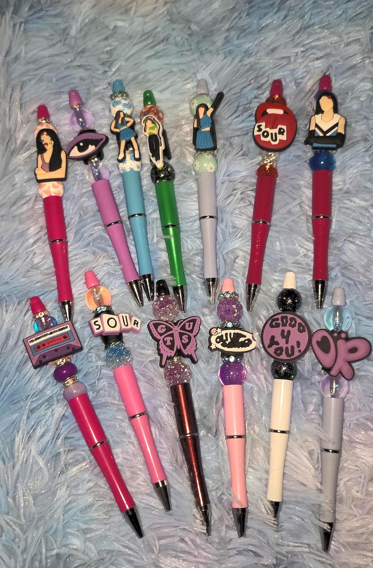 Handmade Olivia Rodrigo Beaded Pens | Custom GUTS Butterfly & SOUR Eras | Fan Merch Stationery | Hand Painted Beads | Star Haven Shop Gift