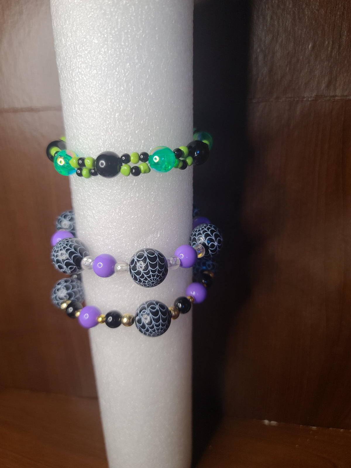 Handmade Halloween Beaded | Spooky Cute Stackable Stretch Bracelets | Spiderweb, Ghost, Alien, Superhero Star Candy Beads | Jewelry & Gifts